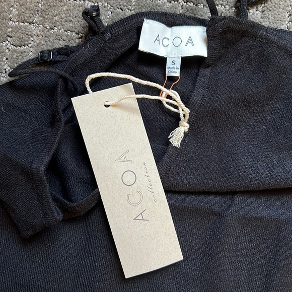 NWT ACOA Collection Black Sweater Camisole Bodysuit Spaghetti Straps Small - Picture 3 of 14